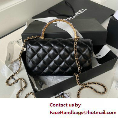 Chanel Shiny Crumpled Lambskin, Imitation Pearls  &  Gold-Tone Metal Clutch with Chain Bag AP3803 Black 2025